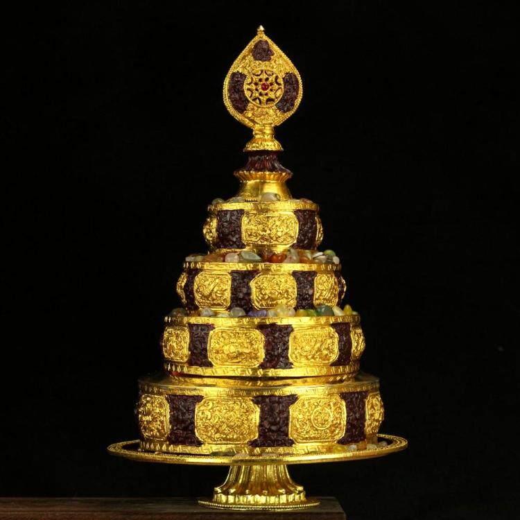 Nepalese handicraft supplies Tantric ritual vessel Manza Pan Manda disc containing tray Large pure copper sleeve