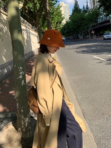 Хаки плащ, длинная осенняя куртка, коллекция 2022, средней длины, подходит для подростков, изысканный стиль