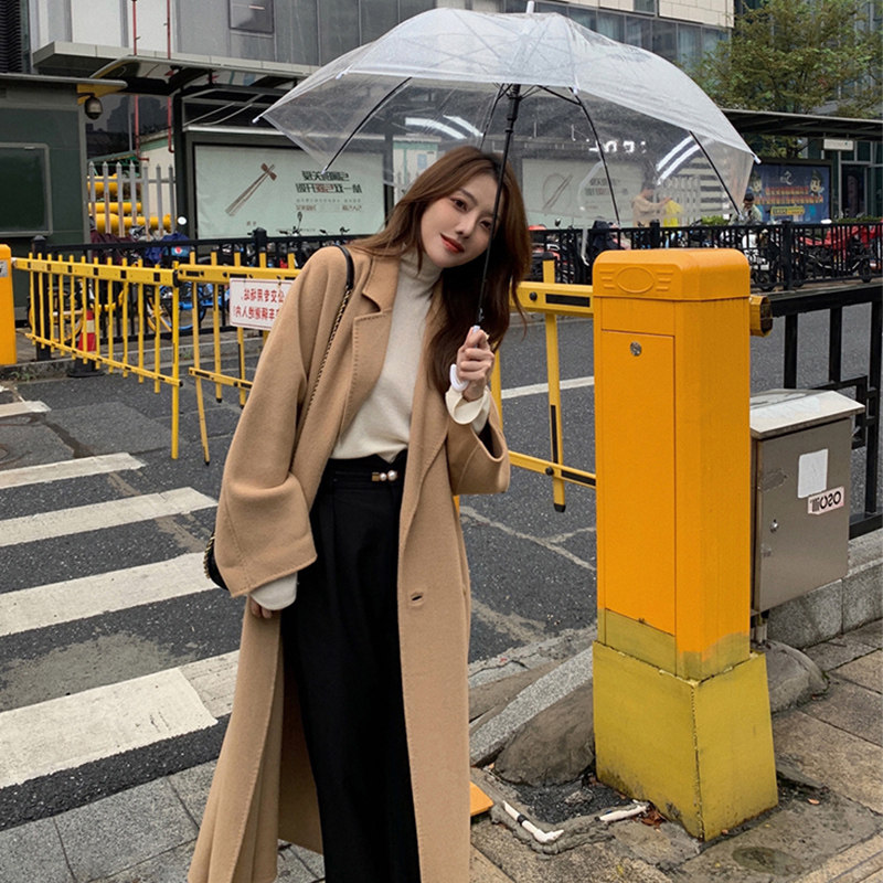 2020 the new hump double-row buttoned cashmere for the long version of the wool over the winter thickening of the female coat woman