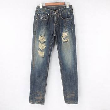 [Cut]Old-Style Fabric Clothing, Macau Version, Nostalgic Original Design, Fun Distressed Beggar-Style Denim Straight-Leg Pants 50838g6