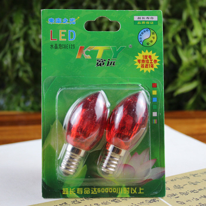 E12 crystal bulb LED red yellow and white three color light for Buddha lamp power supply light replace the bulb