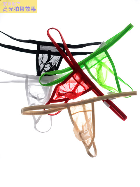 Thin Transparent Men's Low-Rise Mesh Thong Ice Silk Mini Underwear T-Shaped Underwear with Elastic Thin Straps