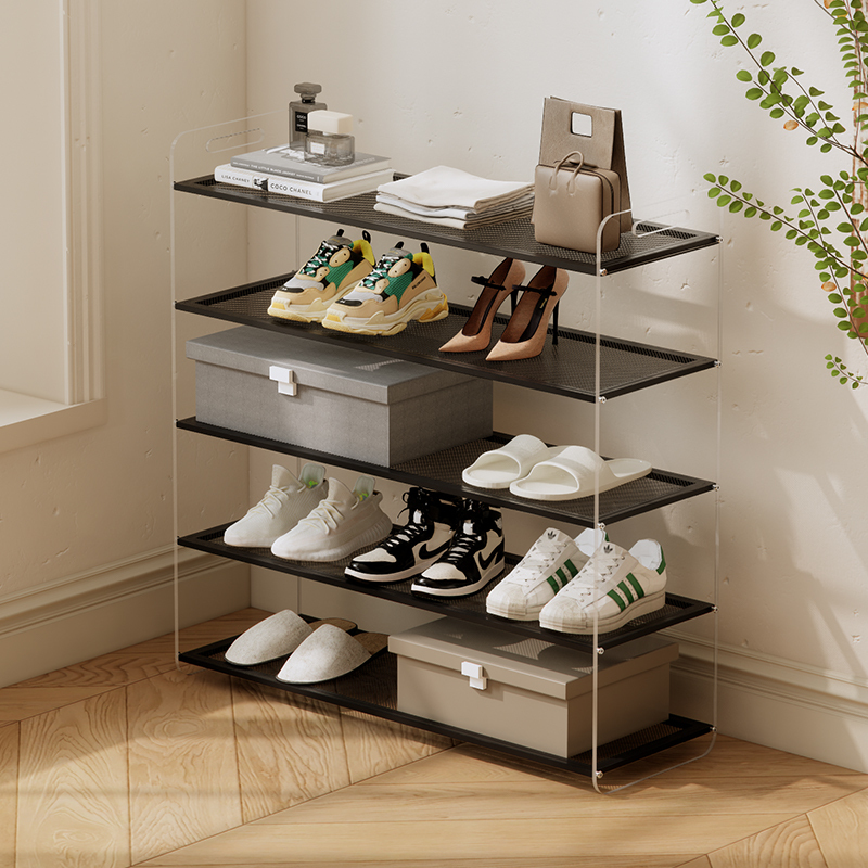 Shoe Rack for Home Use, Acrylic Transparent Metal Multi-Layer Floating Storage Rack, Shoe Storage Rack for Living Room Entrance or Hallway