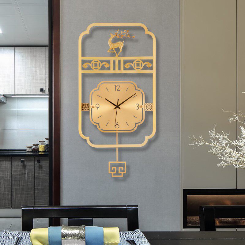 New Chinese pure copper hanging clock Living room Creative modern clock personality Atmosphere Home Fashion decoration Nordic Art Table