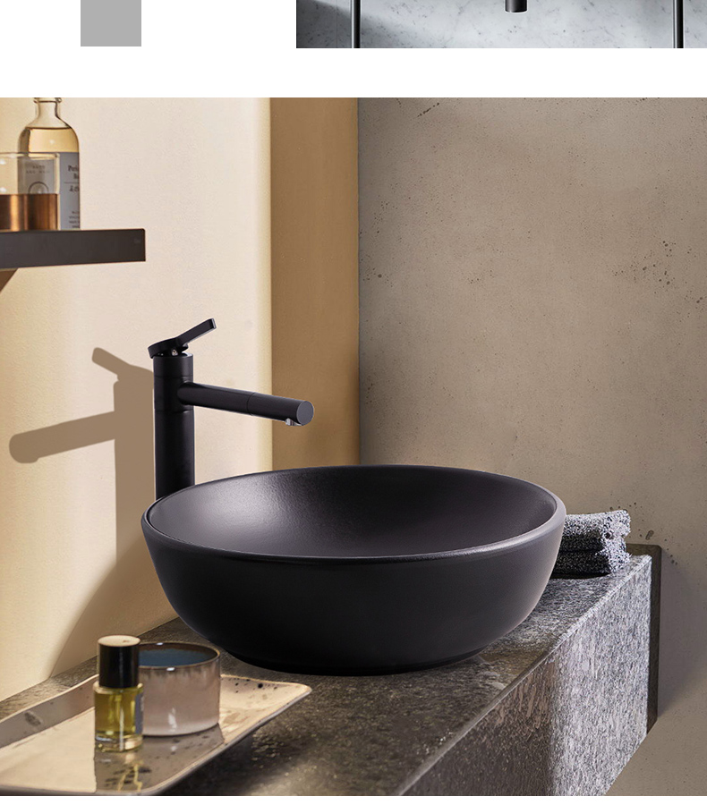 Northern wind stage basin ceramic lavabo single household simple circular basin, art basin bathroom sinks