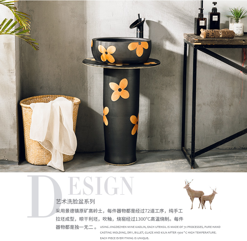 Simple hotel bathroom pillar lavabo ceramic lavatory basin one Simple small floor type restoring ancient ways
