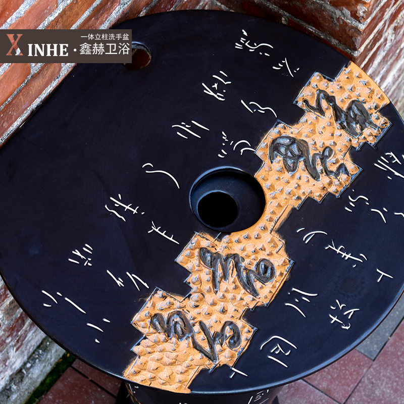 The sink basin under The glaze color of archaize ceramic column column carved art one floor sink vertical basin