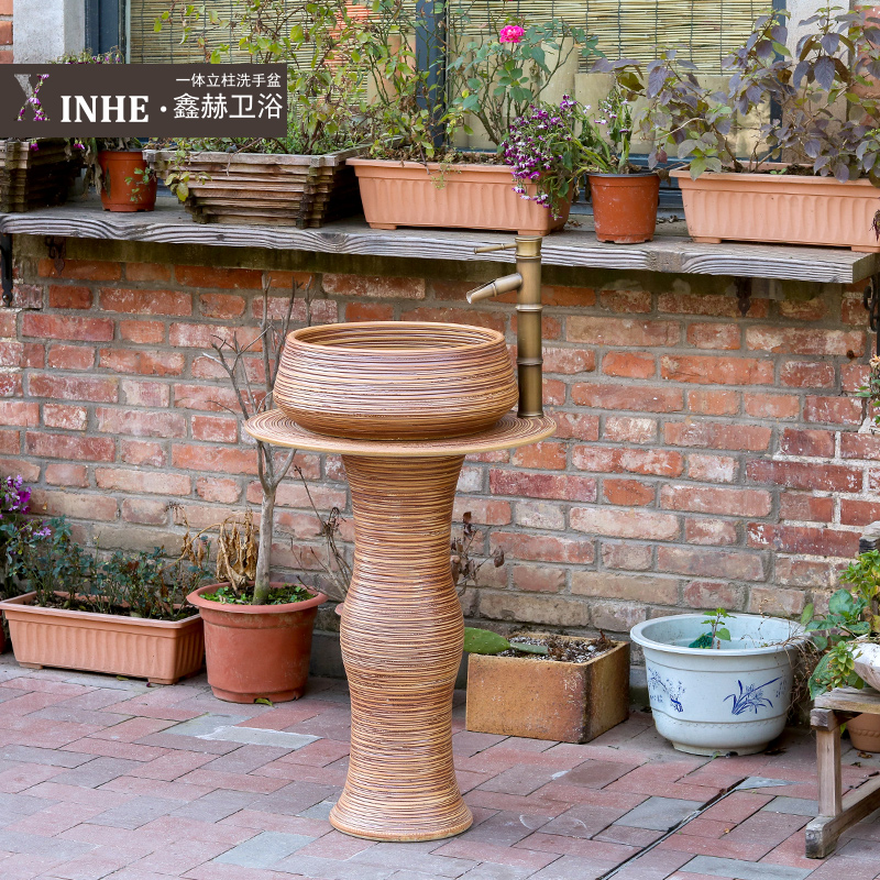 Ceramic pillar lavabo household small family toilet basin column is suing ground integrated art commode