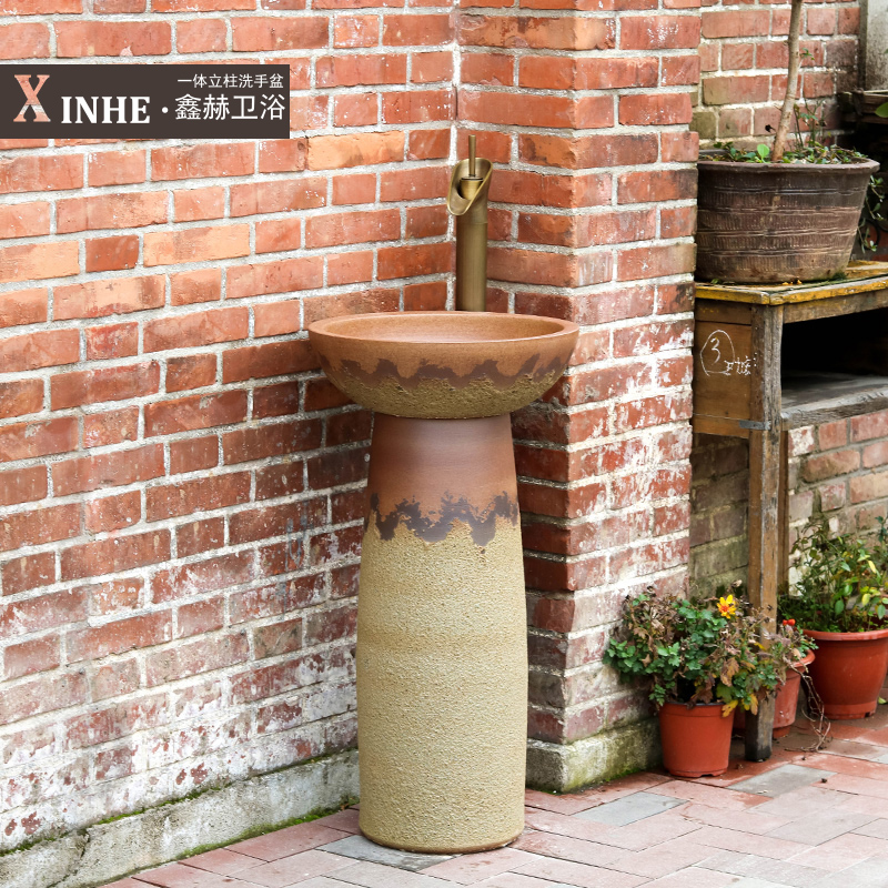 Simple column basin ceramic pillar lavabo is suing balcony toilet ground vertical commode basin
