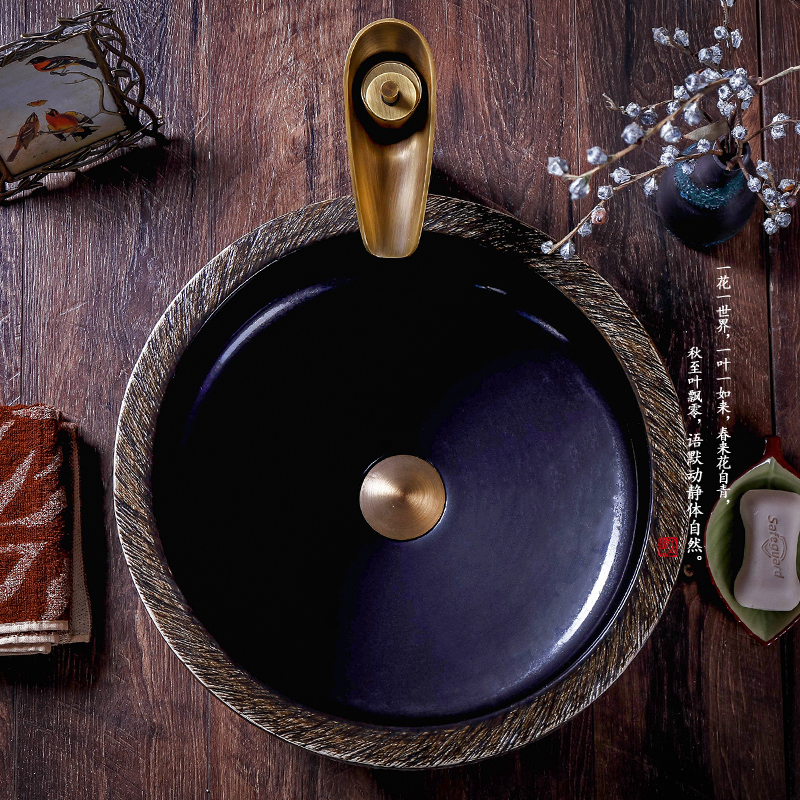 On circular Chinese continental basin of jingdezhen ceramic lavabo household art hotel toilet bowl lavatory