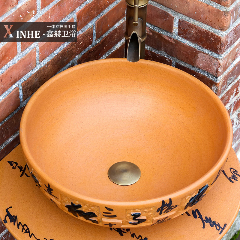 The sink carved hand - made ceramic basin pillar type commode pool one floor balcony art basin of vertical column