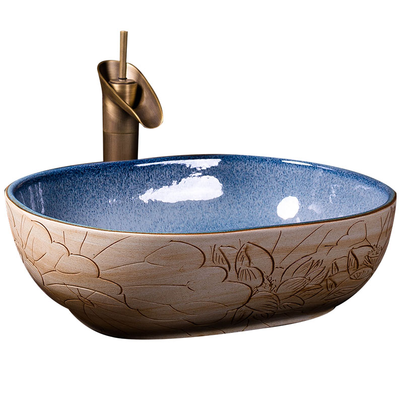 Chinese style restoring ancient ways is the creative stage basin ceramic oval face basin bathroom home outfit toilet toilet lavabo of art