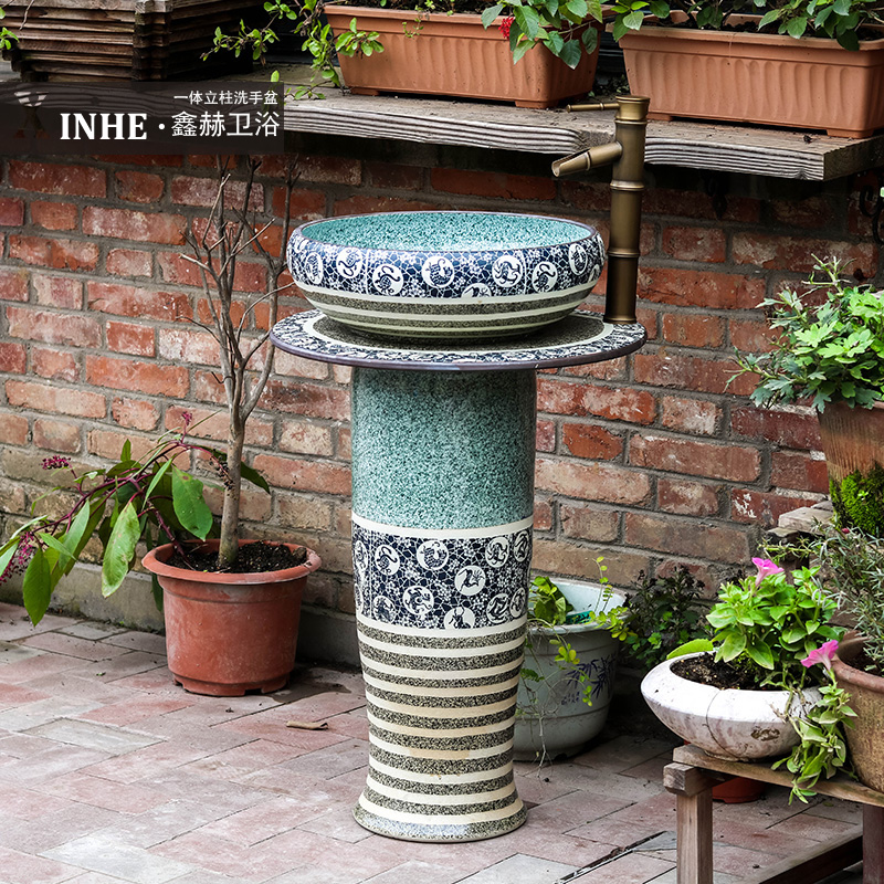 Art ceramic pillar lavabo for wash one floor balcony is suing toilet stage basin pillar basin washing a face