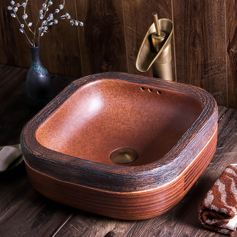 The stage basin of jingdezhen ceramic sink square Chinese style restoring ancient ways of creative art hotel toilet washs a face plate