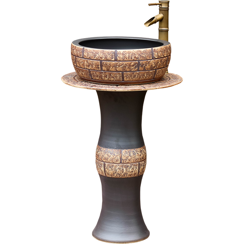 Pillar type toilet lavabo ceramics basin integrated industrial wind landing balcony toilet set the pool washing column basin