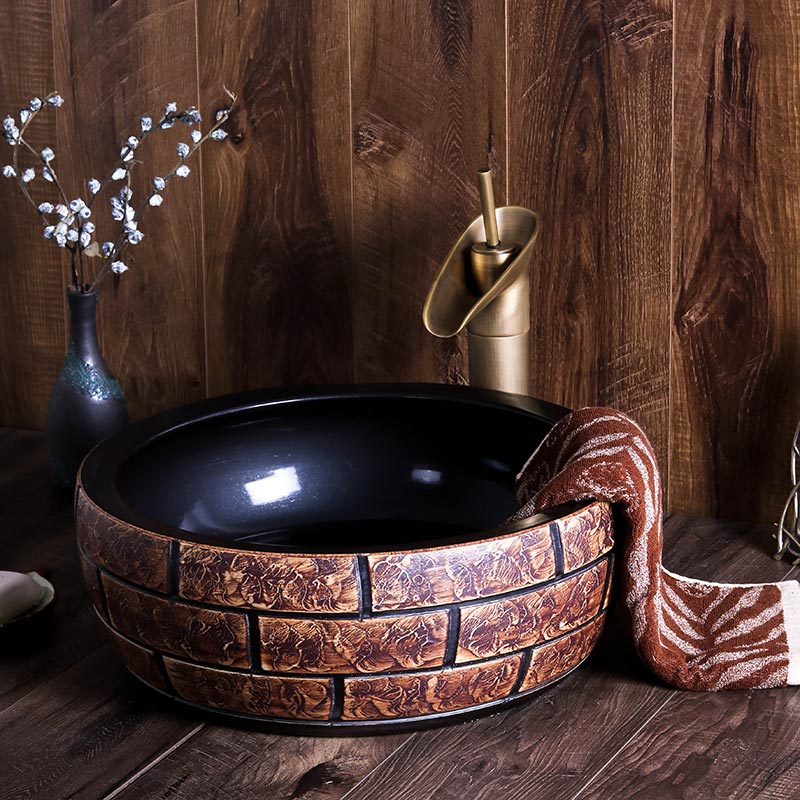 Jingdezhen ceramic sink basin on restoring ancient ways round Europe type move hotel bathroom art dish washing basin