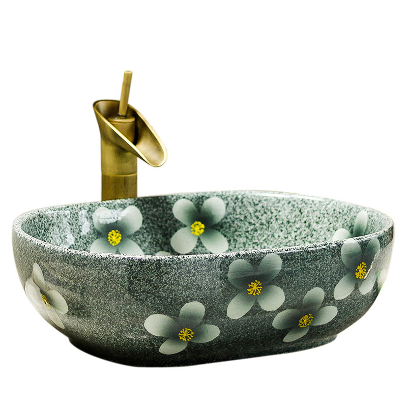On the ceramic basin sink oval household American art basin bathroom toilet Nordic basin washing a face