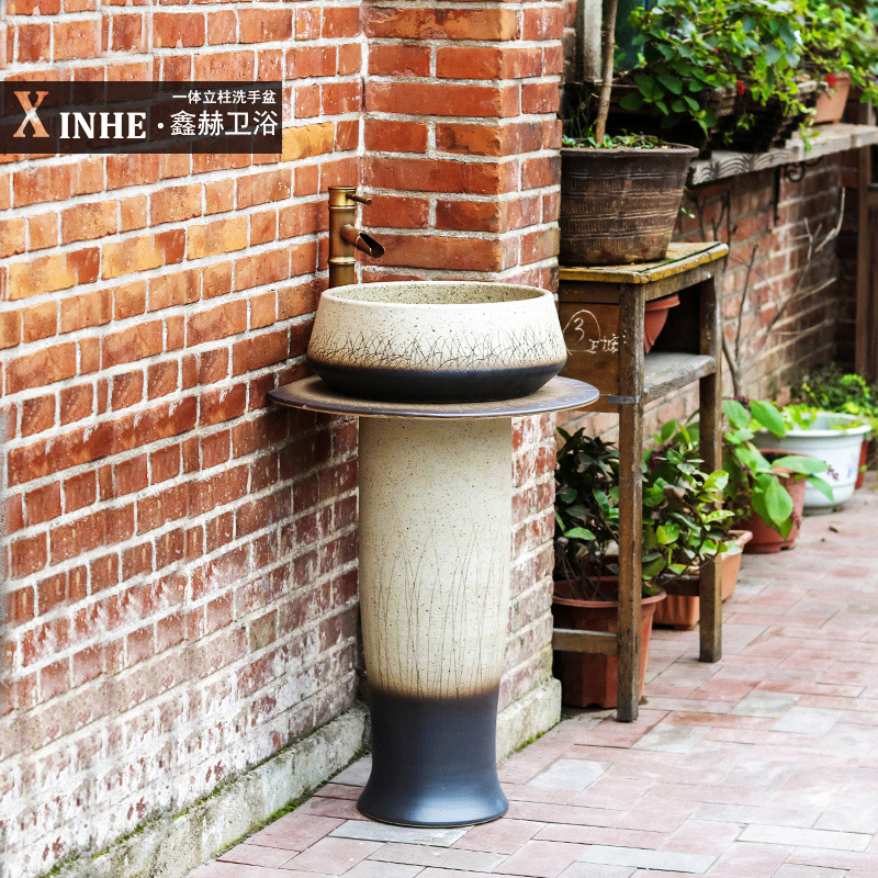 Ceramic pillar lavabo household bathroom floor balcony toilet indoor art pillar basin washing a face