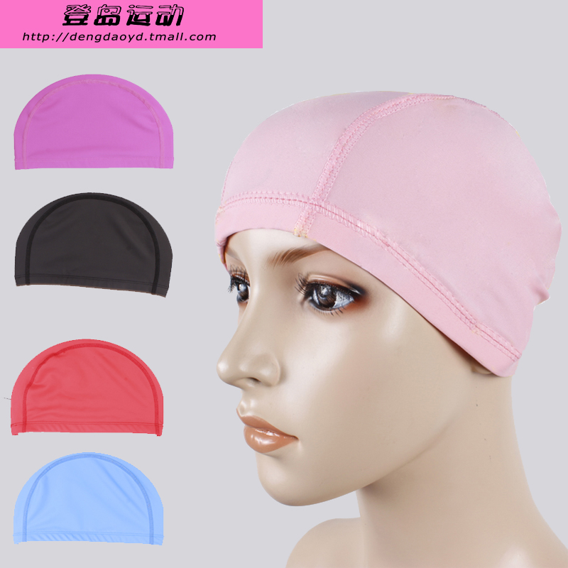 Monochromatic waterproof ear swimming cap male and female long hair swimming cap men's pu coated swimming hat not leller