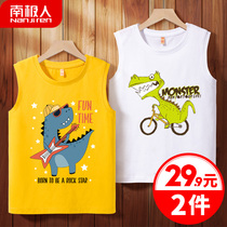 Fat Boy Vest Boy Loose Add Fat CUHK Boy Pure Cotton Thin Section Cross Bar Dinosaur Child Bottling Tide Children Sleeveless T-Shirt