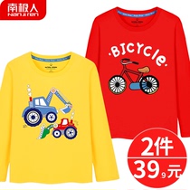 Antarctic mens long-sleeved T-shirt Pure cotton childrens base shirt Tide spring and autumn top Childrens clothing Childrens autumn T-shirt