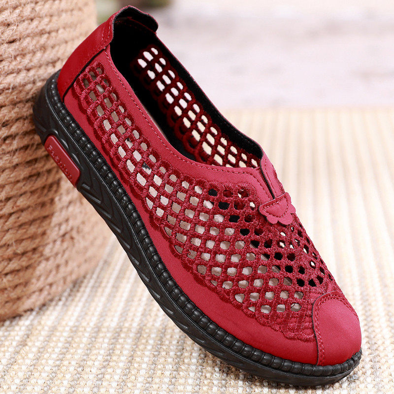 Summer old Beijing cloth shoes ladies mesh shoes middle-aged and elderly breathable casual mesh shoes soft bottom non-slip grandma large size shoes