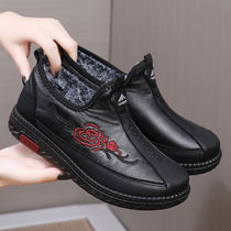 Old Beijing cloth shoes ladies winter thick warm old shoes soft bottom non-slip middle-aged mother Rex rabbit wool cotton shoes