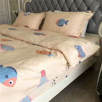Good looking little coloured fish mill wool pure cotton sheet Australian suede single double single piece quilt cover full cotton thickened autumn and winter four pieces