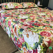 Peony big flower thickened cotton rough cloth bed sheet duvet cover single cotton double cotton hemp three or four sets of custom