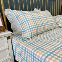 New Products Ice Cream Small Plaid Thickened Pure Cotton Old Coarse Cloth Bed Single Piece Three Sets Teenage Girl Hearts Dorm Canvas Quilt Cover
