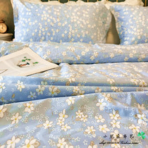 Fresh pastoral floral 100% cotton twill bed sheet duvet cover girls dormitory single double three four-piece set of encrypted models