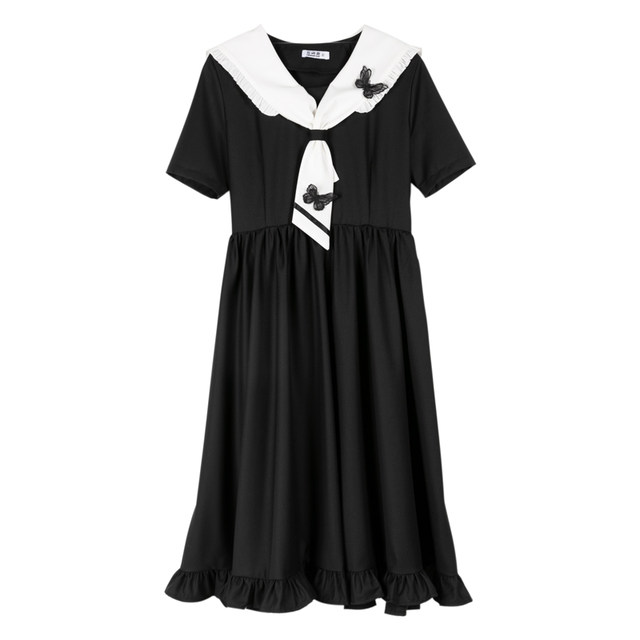 Original niche girly style Japanese dress Rite of Spring JK uniform sailor suit loose summer black slimming