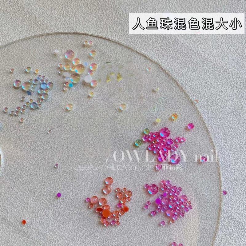 Nail Art Rainbow Mermaid Bubble Beads Crystal Aurora Bubble Beads Candy Nails Colorful Mermaid Beads Nail Art Accessories