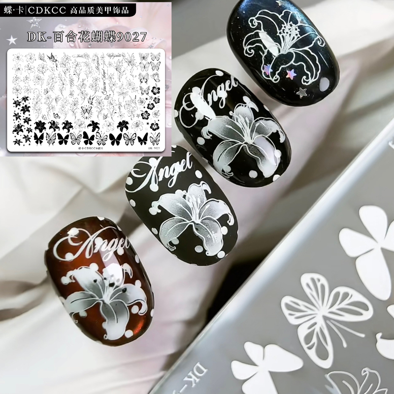 Dk Butterfly Card Lily Flower Butterfly 9027/Gothic Cross 9028 Nail Art Steel Plate Vintage Portrait Hand-Painted Steel Plate Dk Butterfly Card Lily Flower Butterfly 9027/Gothic Cross 9028 Nail Art Steel Plate Vintage Portrait Hand-Painted Steel Plate