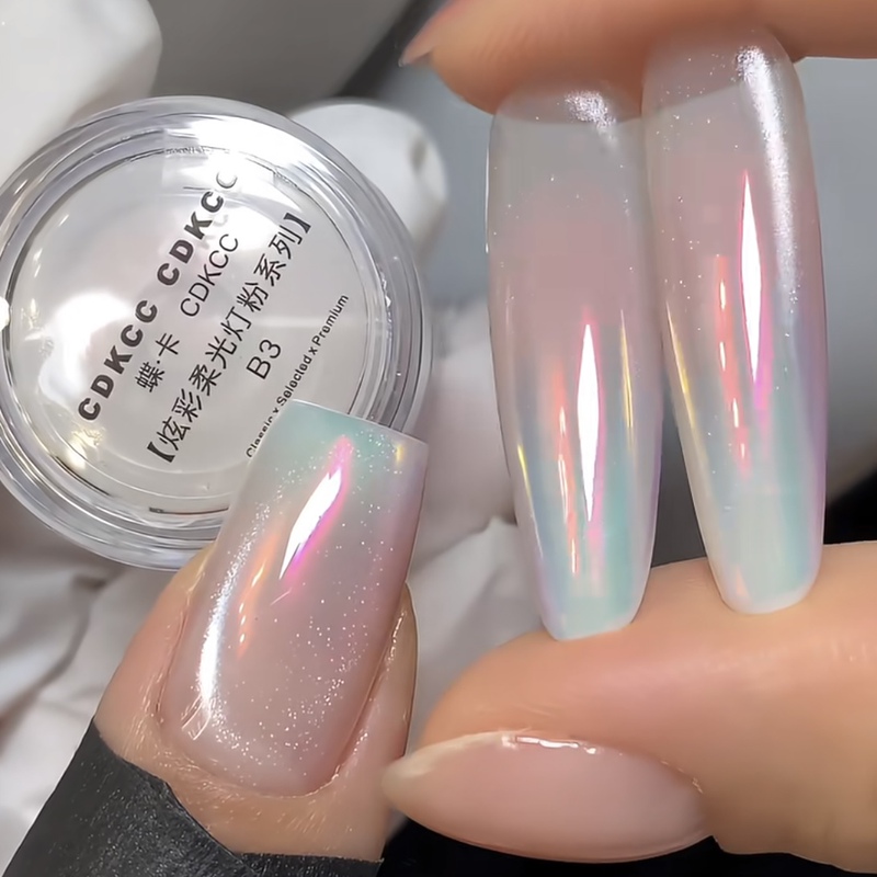 Dk Butterfly Card Bubble Nail Art Style Moonlight Powder B3 Jar 0.3G/Soft Light Powder Translucent White Ultra Bright Delicate Water Gloss