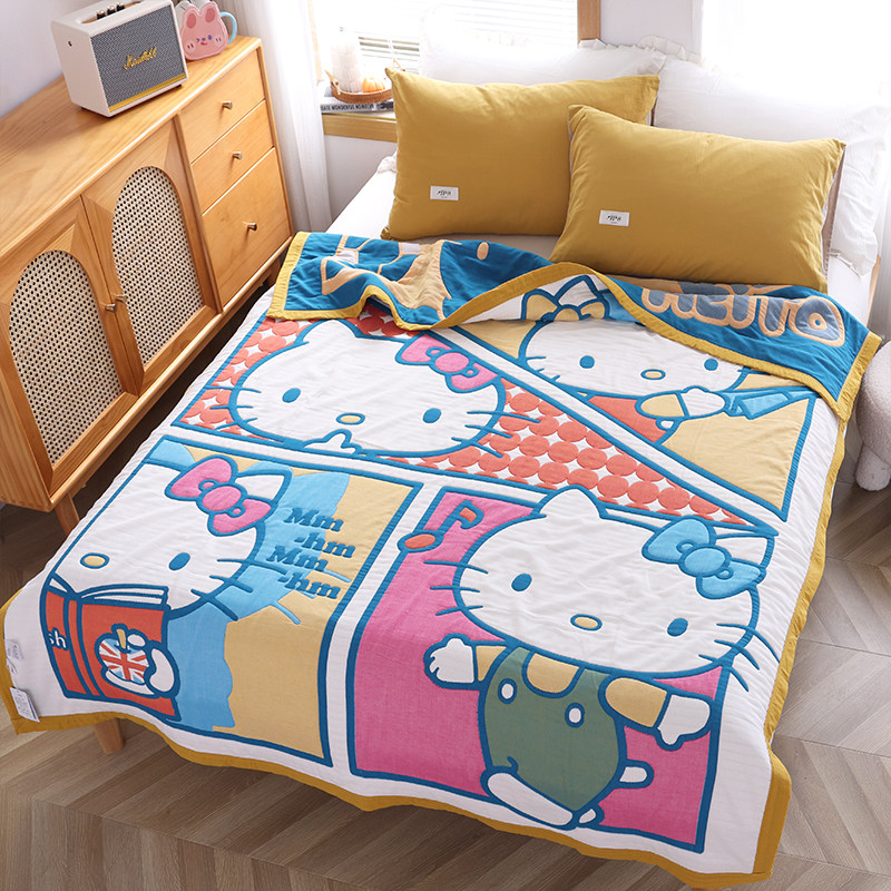 ten Layers Pure Cotton Cotton Bunk Bed Cover Blanket Four Seasons Universal cotton bread quilts by adults Home Nap Hair Towels-Taobao