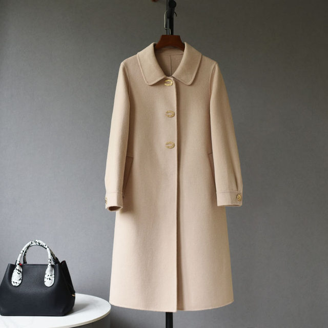 2023 new high-end wool double-sided woolen coat mid-length zero cashmere wedding toast woolen coat for women