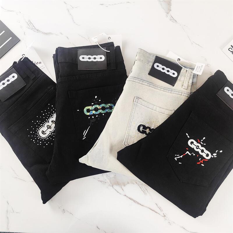 New 2025 Autumn American-Style Straight-Leg Trendy Brand Good Light Luxury Embroidered Jeans Unisex Slim Fit Tapered Long Pants