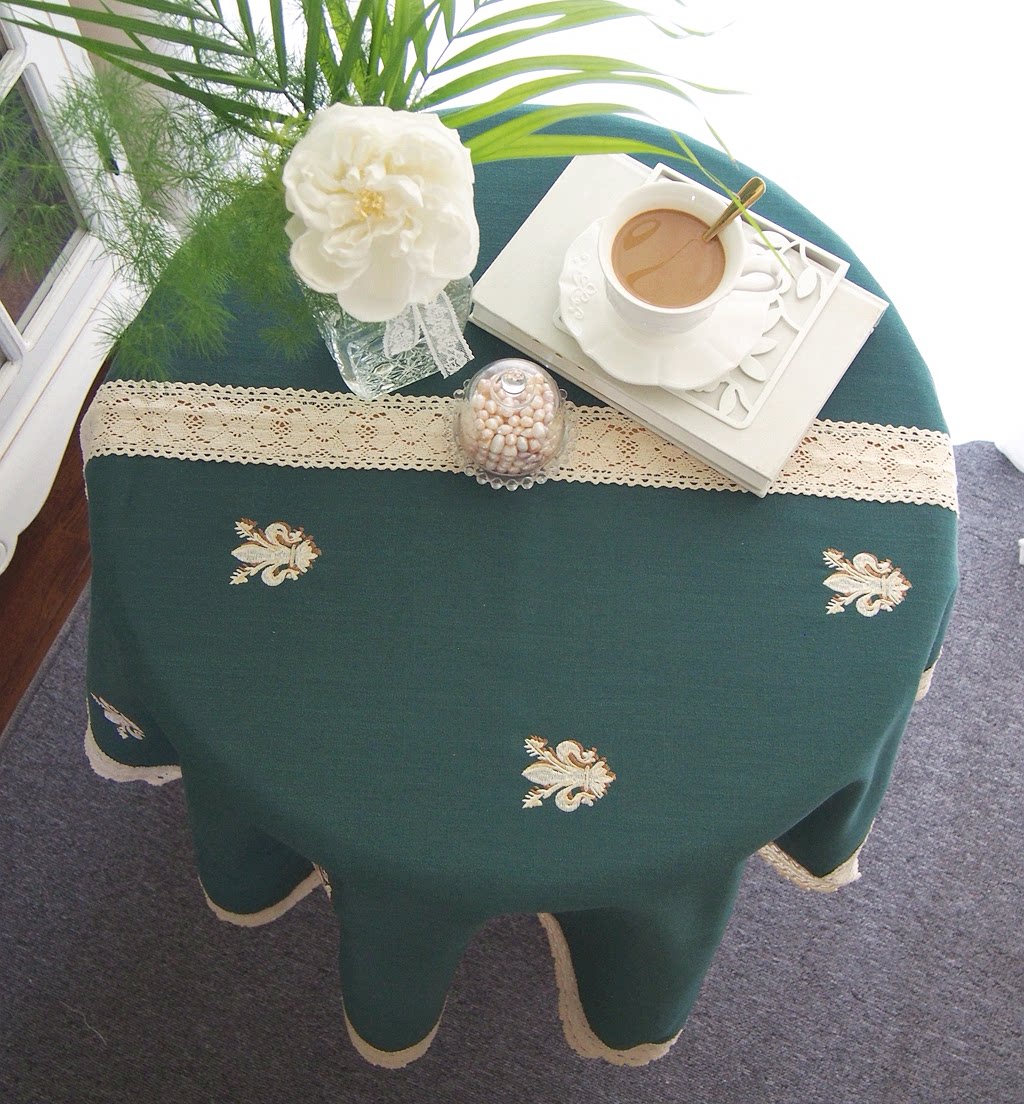 Simple and modern dark green tablecloth lace dining table cover cloth pastoral rectangular coffee table home tablecloth custom design