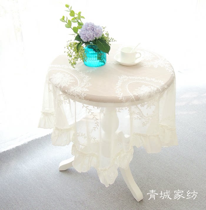Retro-style floral lotus leaf side European style light extravagant table cloth round square cloth art lace tablecloth rectangular wan cover towels
