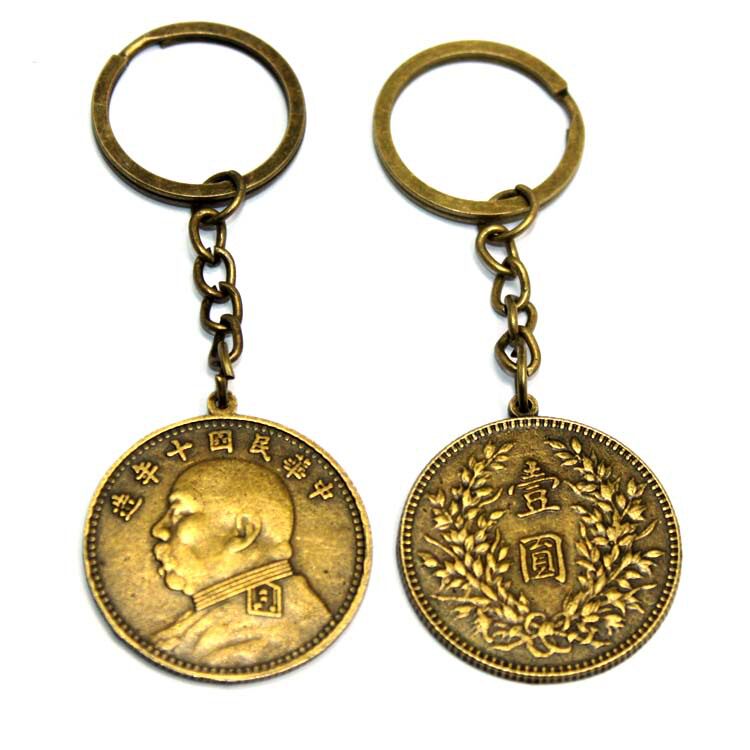 Retro Yuan Head RMBone silver Yuan Dynasty coin Numismatic coin key button Pendant Pendant Ornament Shop Hot Sell Hot Pin Small Gift