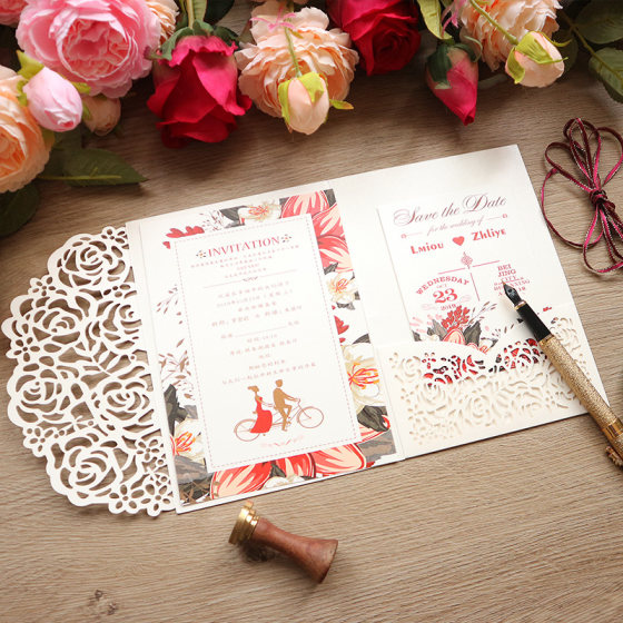 请帖2025中式网红款婚礼请柬结婚喜帖中国风定制创意高档欧式用品