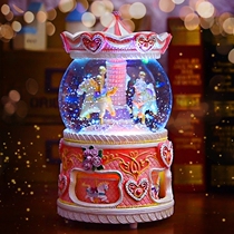 Merry-go-round music box Princess crystal ball automatic snow music box to send girls and girls birthday gifts