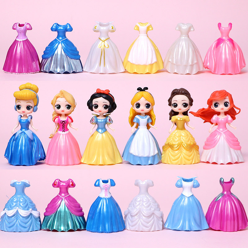 White Snow Princess Model Replaceable Dress Changing Mermaid Belle Grey Girl Alice Children Toy Swing Presents