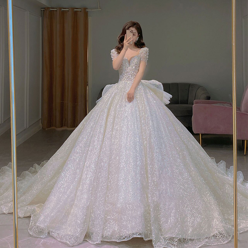 Summer wedding dress for pregnant, open shoulders, french style, suitable for teen, lace dress Summer wedding dress for pregnant, open shoulders, french style, suitable for teen, lace dress