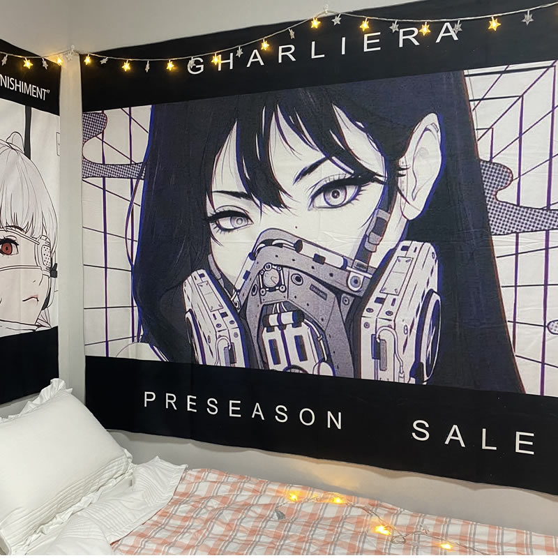 Japanese anime girl armored warrior background cloth room set bedside bedroom dormitory tapestry super cool wall curtain