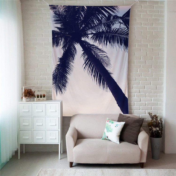 Nhiệt đới màu xanh lá cây Coco Trang trí tường Rèm treo đầu giường Tấm thảm tường Chăn Nền Vải Khăn trải bàn Sofa 	thảm treo tường 3d