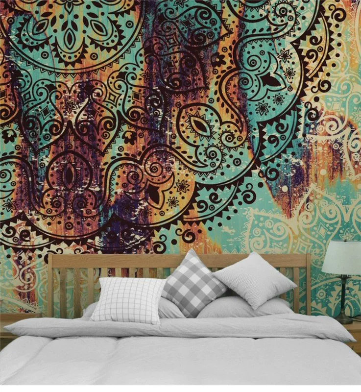 Ấn Độ Mandala Tapestry Trang trí tường Treo Khăn trải bàn Nền vải Bao gồm màn cửa Treo rèm cửa