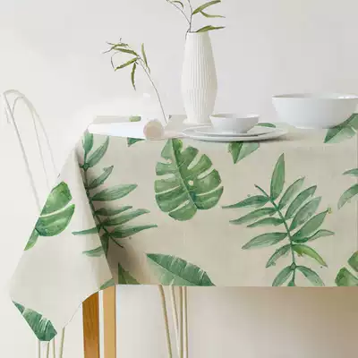 Foreign trade export polyester linen green plant plant plant green leaf tablecloth tablecloth Pastoral fresh home hotel simple bed cloth