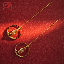 (on the first day of the lanterns) 925 silver national wind palace lantern earline Heqing ancient wind flow Su floral lamp earring earrings